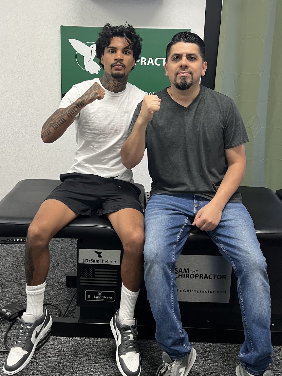 Dr. Sam with a professional boxer after his adjustment